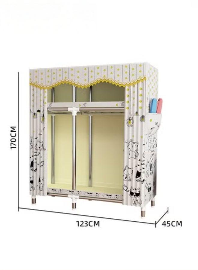 MIXDE Portable Closet Wardrobe, Dust-proof Clothes Storage Organizer, Super Load-bearing Clothes Hanging Closet, Cute Kitten Print, Non-Woven Fabric Cover 123*45*170CM - Image 4